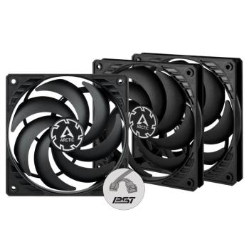 ARCTIC ventilátor P12 Slim PWM PST 3-Pack, 120mm, 4pin, PWM, čierna