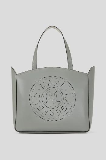 Kožená kabelka Karl Lagerfeld šedá farba, A3W30043