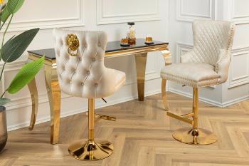 LuxD Dizajnová barová stolička Queen Levia hlava béžový zamat