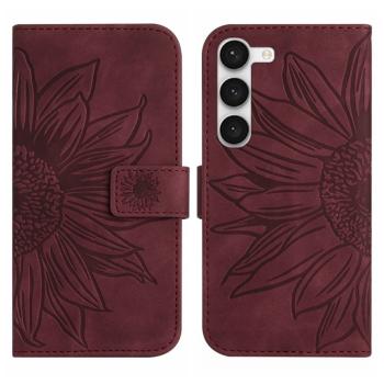 ART SUNFLOWER Peňaženkové puzdro s remienkom Samsung Galaxy S23 5G bordové