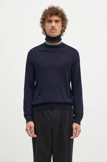Vlnený sveter Paul Smith pánsky, tmavomodrá farba, tenký, s rolákom, M1R-565X-M02093