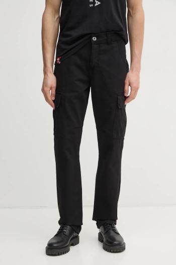 Bavlnené nohavice Alpha Industries Agent Pant Agent Pant 158205.03, čierna farba, strih cargo