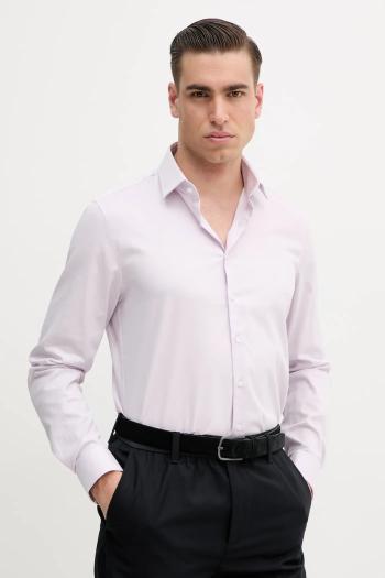 Košeľa Calvin Klein pánska, ružová farba, slim, s klasickým golierom, K10K114298