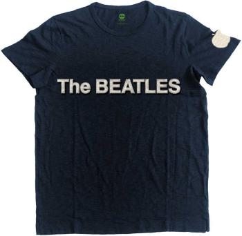 The Beatles Tričko Logo & Apple App Slub Unisex Navy Blue M