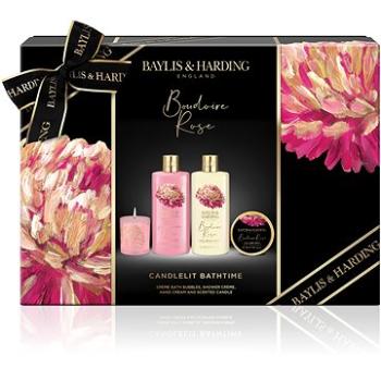 BAYLIS & HARDING Súprava so sviečkou a starostlivosť o telo 4 ks – Tajomná ruža (017854110458)