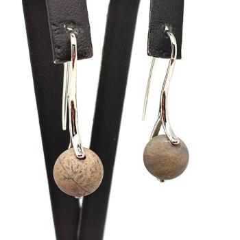 Fülbevaló matt golyó jáspis artic ívelt lógó 10-11mm