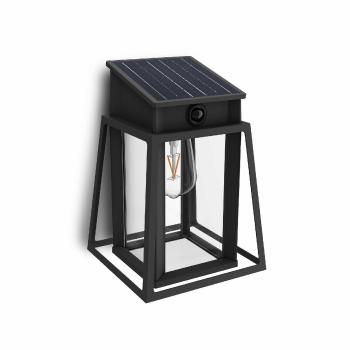 Solárne LED svietidlo Philips Lysin UltraEfficientso senzorom čierne, 3,2 W, 500 lm, 2700 K