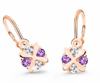 Cutie Jewellery Detské náušnice z ružového zlata C2153-10-X-4 fialová
