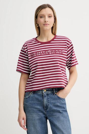 Bavlnené tričko MICHAEL Michael Kors dámske, bordová farba, MT551R9HM7
