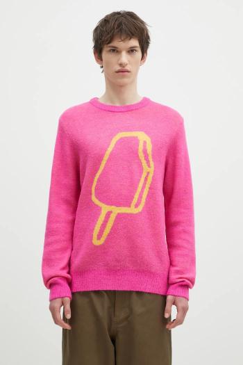 Sveter s prímesou vlny ICECREAM Popsicle Crewneck pánsky, ružová farba, IC24436