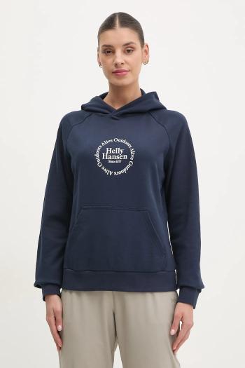 Mikina Helly Hansen dámska, tmavomodrá farba, s kapucňou, s nášivkou, 54239