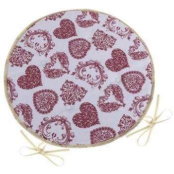 BELLATEX Sedák DITA 79/407 – okrúhly, hladký, priem. 40 cm, krajkové srdce (9536)