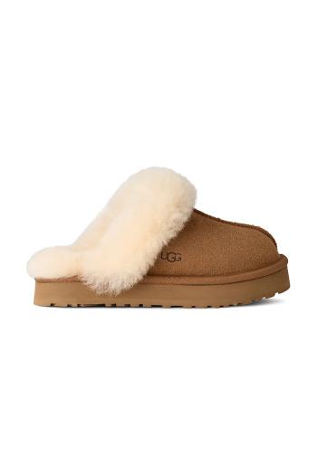 Detské semišové papuče UGG DISQUETTE hnedá farba, 1171199K