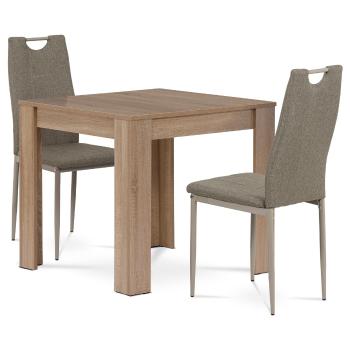 Jedálenský set z MDF s 2 stoličkami, 80 x 80 x 75cm, dub Sonoma
