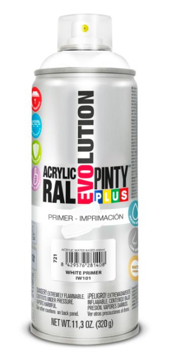 PINTY PLUS EVOLUTION - Akrylový vodou riediteľný základ RAL 9010M - biela matná 400 ml