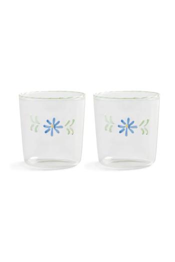 Sada pohárov &k amsterdam flora blue 300 ml 2-pak priehľadná farba