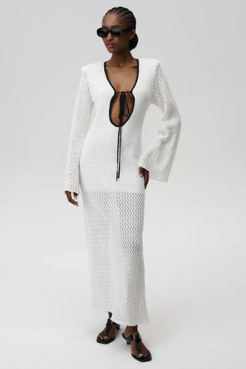 Bavlnené šaty Undress Code Venice Dress biela farba, maxi, priliehavé, 902
