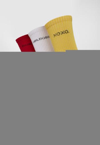 Urban Classics Wording Socks 3-Pack yellow/red/white - 47–50