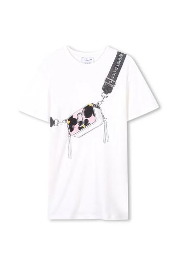 Dievčenské bavlnené šaty Marc Jacobs ružová farba, mini, rovný strih, W60530