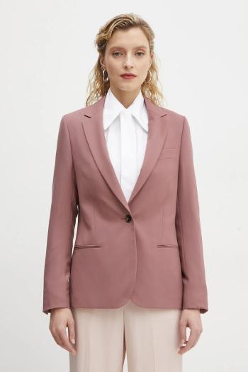 Vlnené sako PS Paul Smith ružová farba, jednoradové, jednofarebné, W2R.248J.P31053