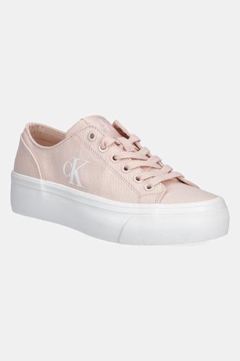 Tenisky Calvin Klein Jeans VULC FLATFORM LOW CV MG dámske, ružová farba, YW0YW01763