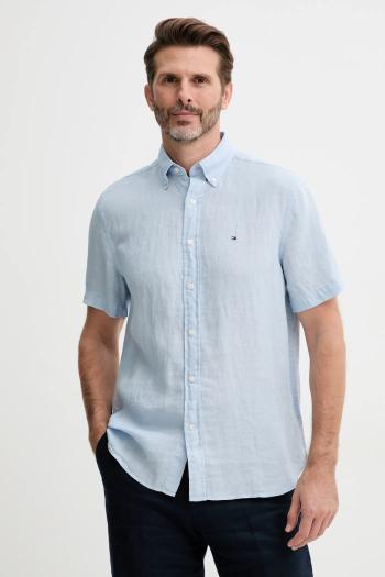Ľanová košeľa Tommy Hilfiger regular, s golierom button-down, MW0MW35207