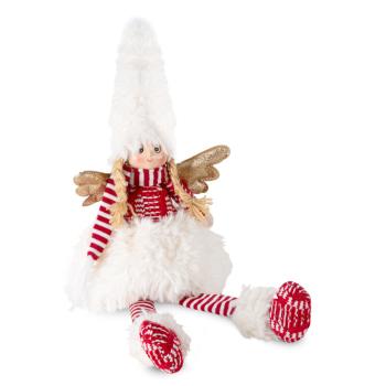 ArtFir Vianočný anjel DOLL 115D | biela/červená 19 x 12 x 60 cm