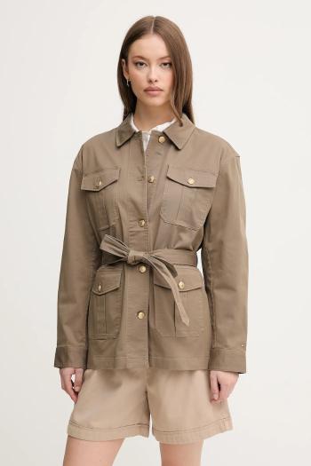 Košeľové sako Tommy Hilfiger zelená farba, prechodné, WW0WW45933