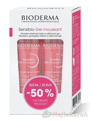 BIODERMA Sensibio Gel moussant + jemný čistiaci a odličovací gél 2x200ml