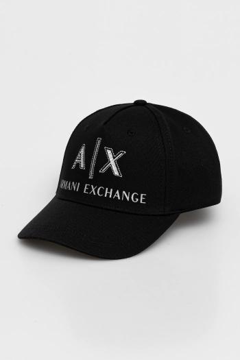 Bavlnená šiltovka Armani Exchange čierna farba, s nášivkou, XW000873 AF13334