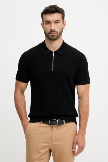 Bavlnené polo tričko Michael Kors čierna farba, jednofarebné, CT560GT469