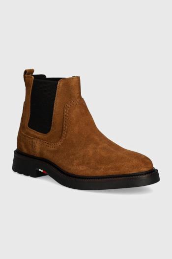Semišové topánky chelsea Tommy Hilfiger HILFIGER COMFORT LWT SUEDE CHEL pánske, hnedá farba, FM0FM05104