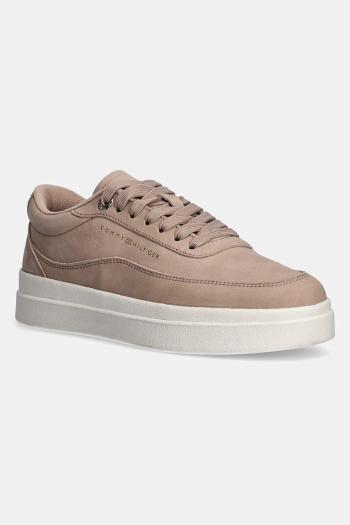 Nubukové tenisky Tommy Hilfiger MODERN COURT SNEAKER NUBUCK béžová farba, FW0FW08462