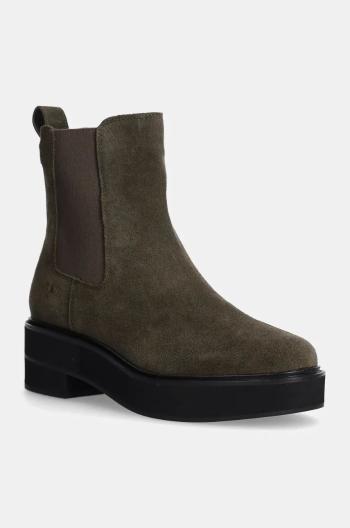 Semišové topánky chelsea Lauren Ralph Lauren Adrianna dámske, zelená farba, na podpätku, 802951237002