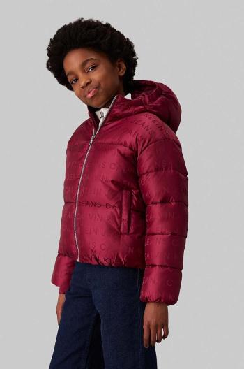 Detská bunda Calvin Klein Jeans bordová farba, IG0IG02730