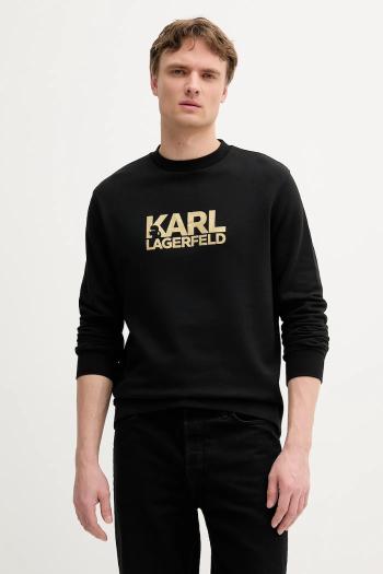 Bavlnená mikina Karl Lagerfeld čierna farba, s potlačou, 553917.705091