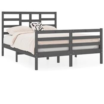 Rám postele sivý masívne drevo 135 × 190 cm Double, 3105837