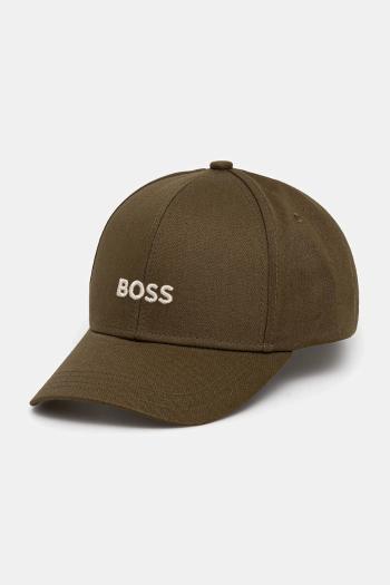 Bavlnená šiltovka BOSS zelená farba, s nášivkou, 50495121