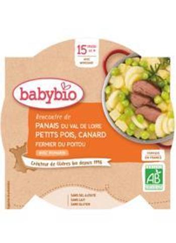 BABYBIO menu paštrnák s hráškom a farmárskou kačicou 260 g