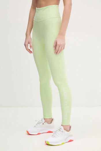 Tréningové legíny Calvin Klein Performance zelená farba, jednofarebné, LVGWS5L612