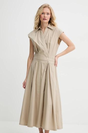 Bavlnené šaty A.P.C. robe athena zelená farba, midi, áčkový strih, COEVD.F35149
