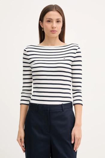 Bavlnené tričko s dlhým rukávom Tommy Hilfiger čierna farba, WW0WW40589