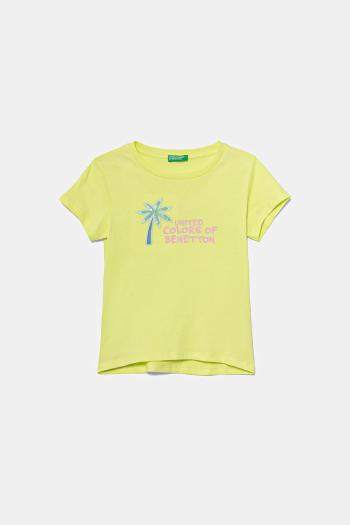 Detské bavlnené tričko United Colors of Benetton zelená farba, 3I1XG10JB