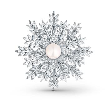 JwL Luxury Pearls Trblietavá brošňa Vločka 2v1 s pravou perlou JL0847