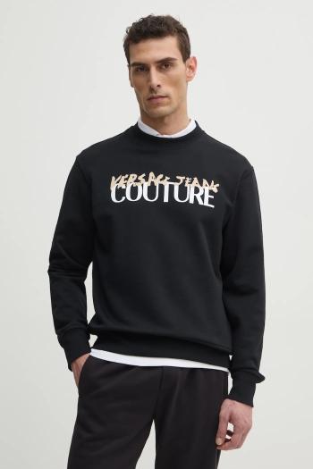 Bavlnená mikina Versace Jeans Couture pánska, čierna farba, s potlačou, 78GAIE06 CF00E