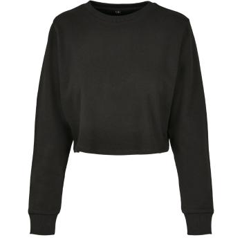 Build Your Brand Dámske crop top tričko s dlhým rukávom - Čierna | XXXL