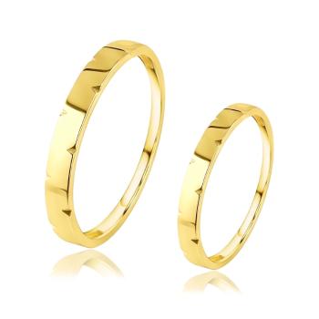 Zlaté 14K obrúčky v žltom zlate - drobné trojuholníkové zárezy - Veľkosť: 52 mm