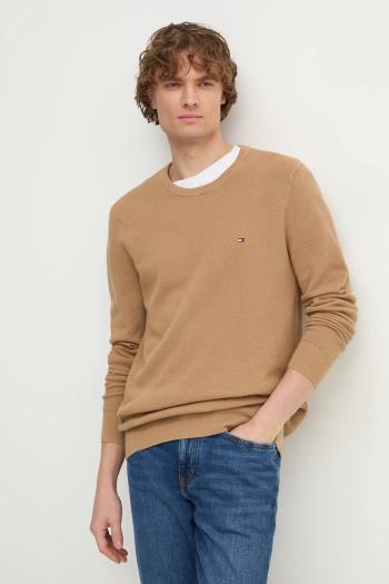 Bavlnený sveter Tommy Hilfiger hnedá farba, tenký, MW0MW36347