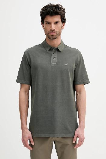 Bavlnené polo tričko Armani Exchange pánske, čierna farba, jednofarebné, XM000509 AF13055