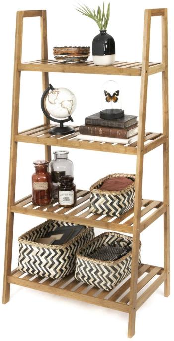 Fürdőszoba polc Compactor Bamboo Riga bambusz tároló polc - 4 szint, 60 x 35,5 x 120,5 cm
